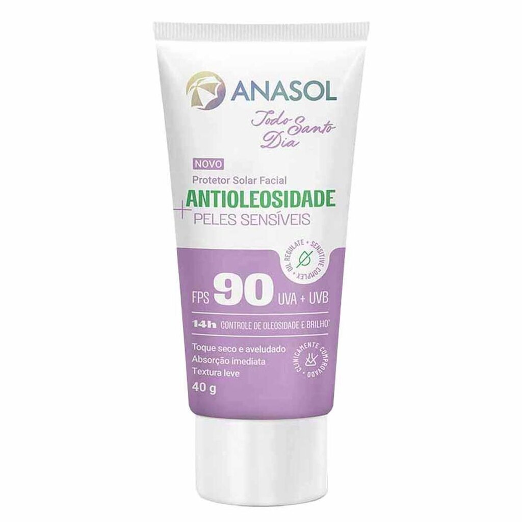Protetor Solar Facial Anasol Antioleosidade Sensitive FPS 90 40g