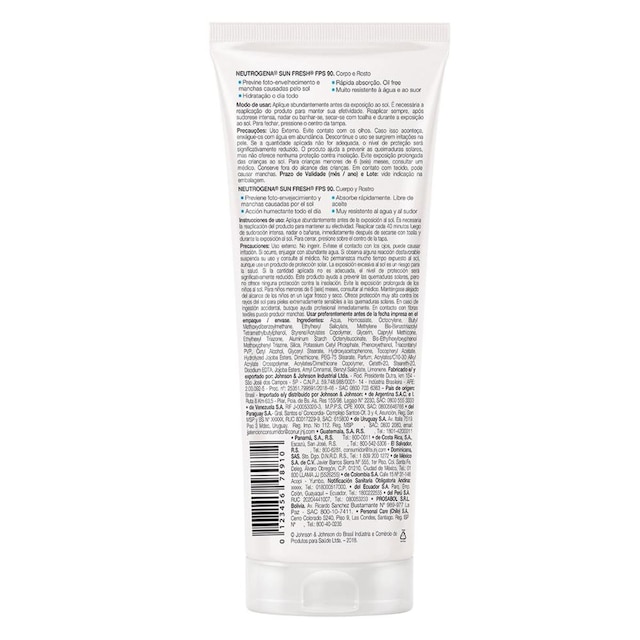 Protetor Solar Neutrogena Sun Fresh FPS 90 200ml