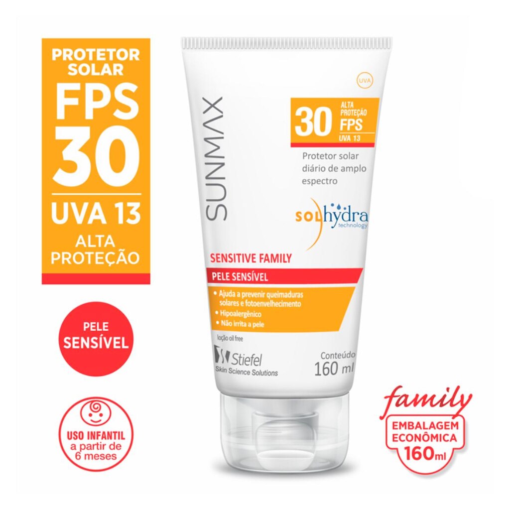 Protetor Solar Sensitive FPS30 Sunmax 160ml