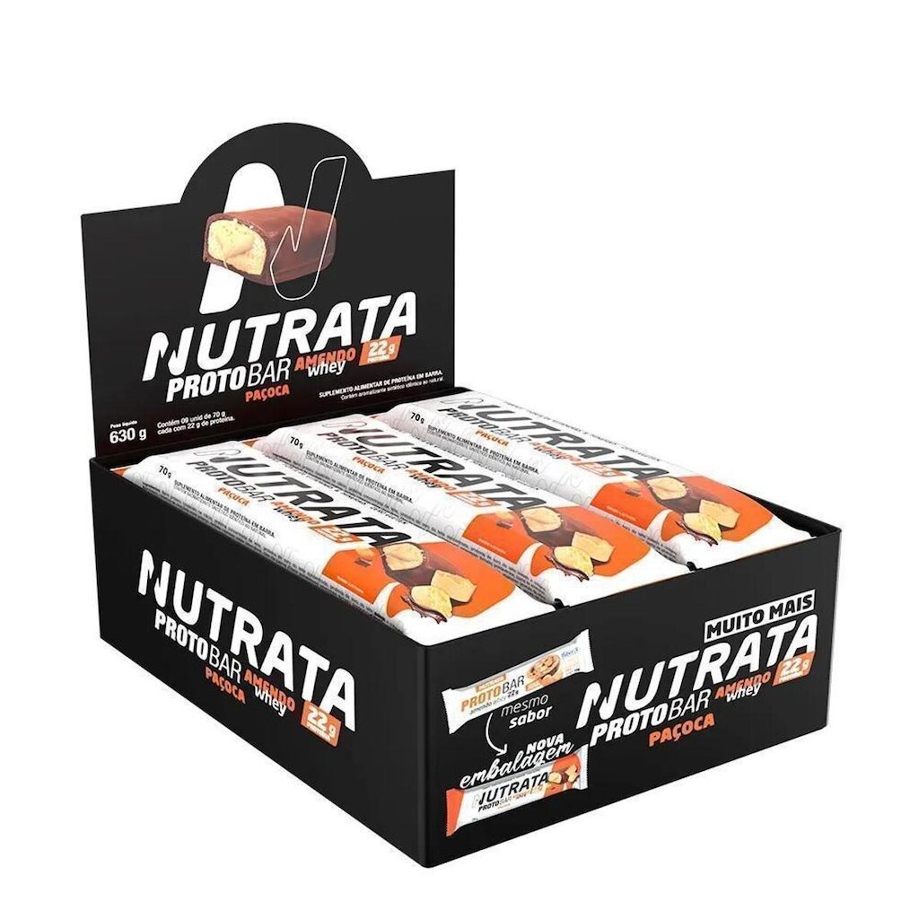 Proto Bar Sabor Amendo Whey 9 Unidades de 70g Nutrata