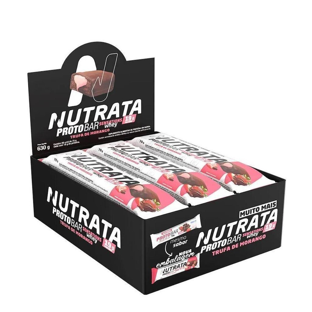 Proto Bar Sabor Sensations Morango 9 Unidades de 70g Nutrata