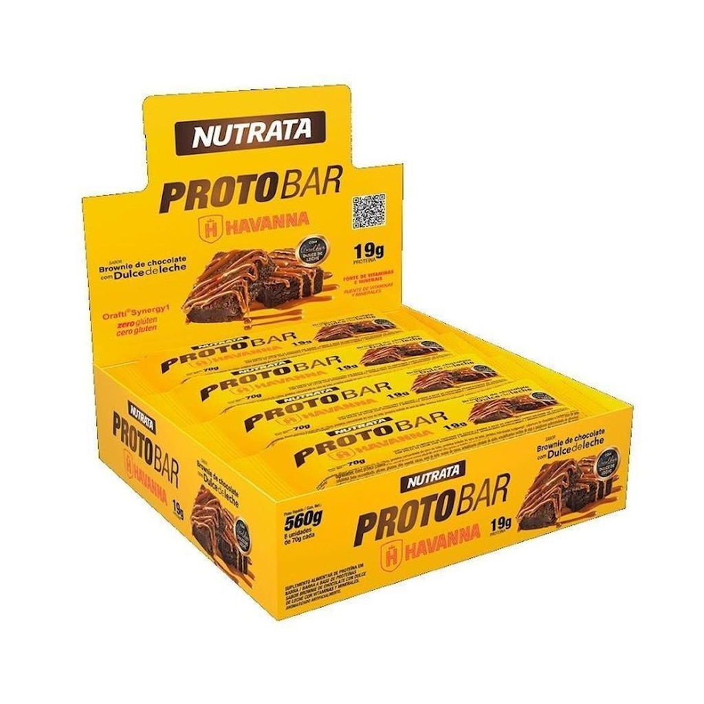 PROTOBAR BROWNIE C DOCE DE LEITE HAVANNA - DISP 8 BARRAS 70G