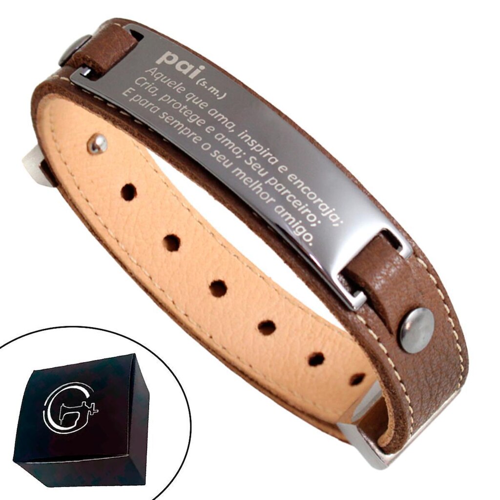 Pulseira de Couro Ajustável PAI - AQUELE QUE AMA - NE