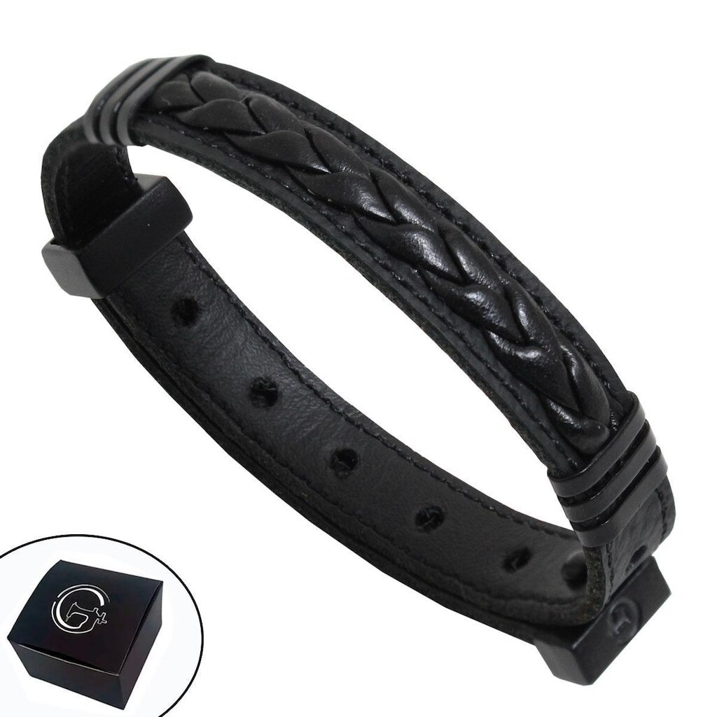 Pulseira de Couro Trança com Fecho Strap Plug Ajustável - NE