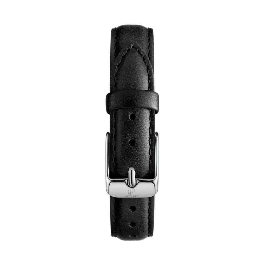 Pulseira de Relógio de Couro Preto com Fivela Prata Casual 14mm