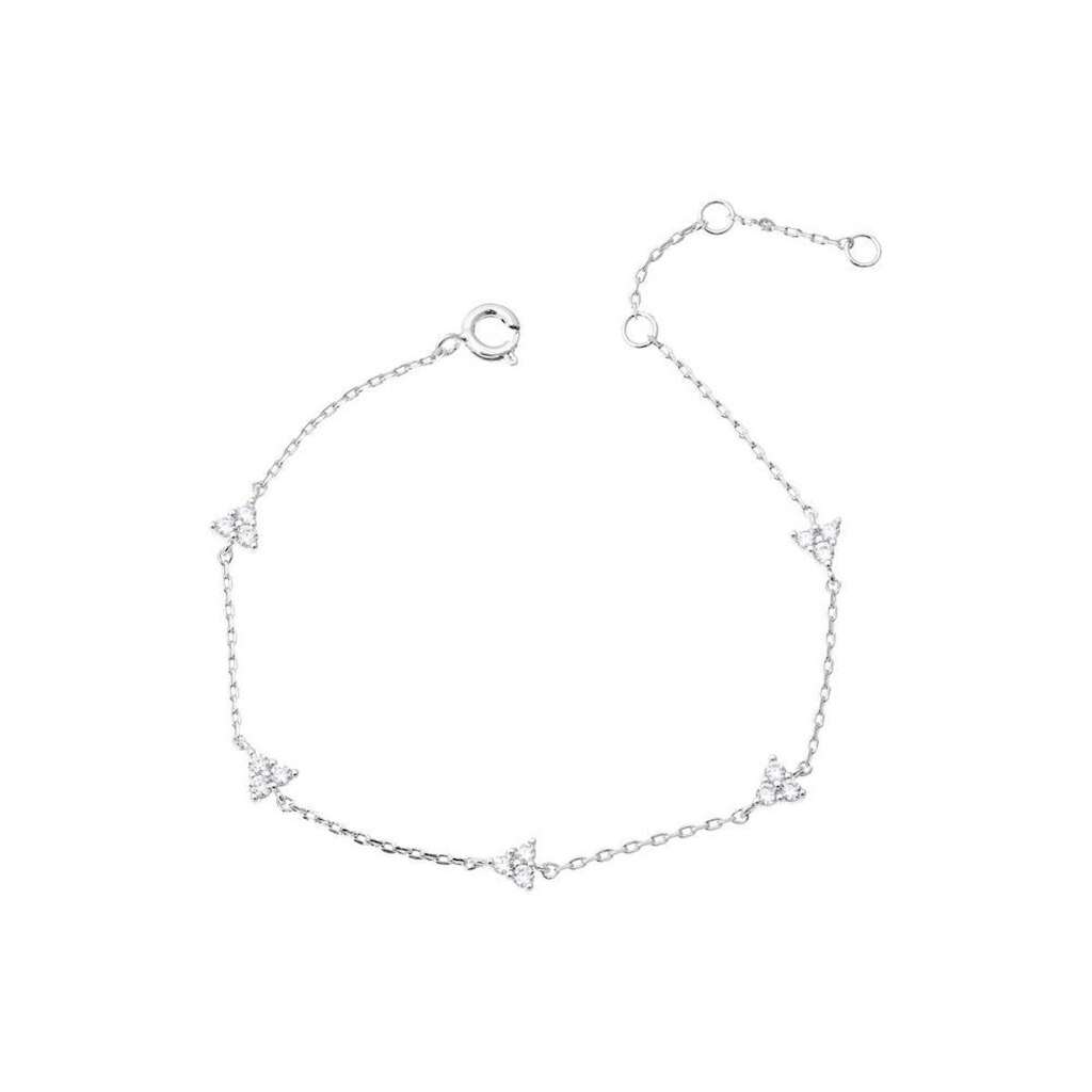 Pulseira Elo Portugues Com Zircônias Brancas De 1Mm Cada Formando Um Triângulo