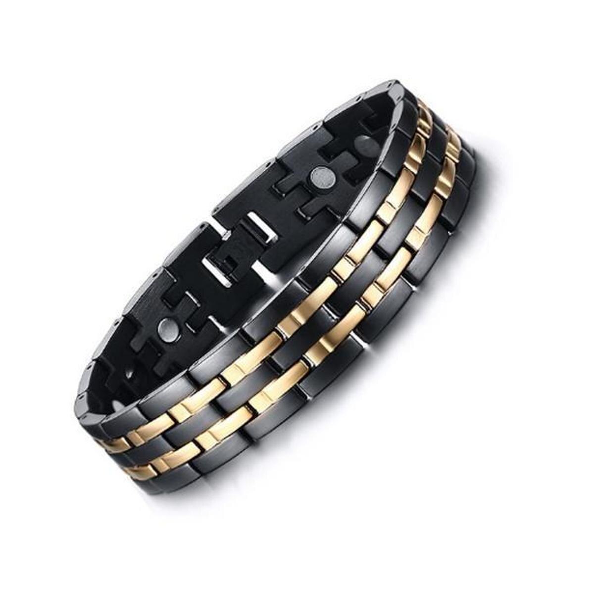 Pulseira Jr Men magnética antistress em aço black Menor preço em Pulseira Jr Men magnética antistress em aço black