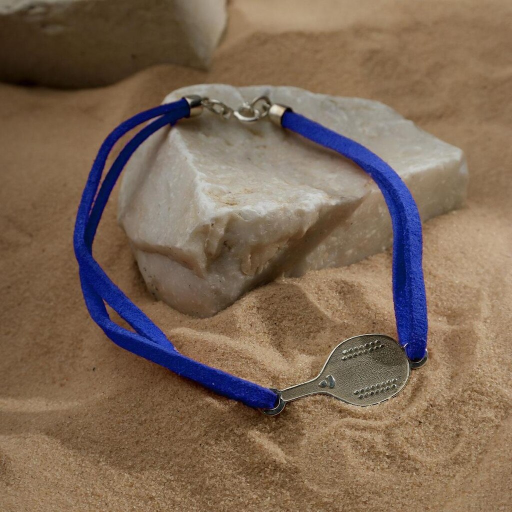 PULSEIRA RAQUETE COM COURO | PRATA 925