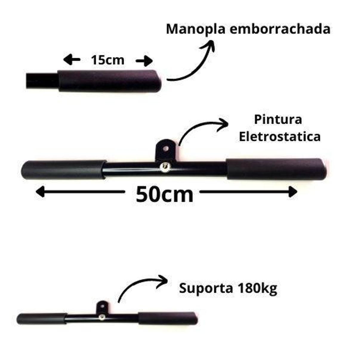 Puxador Barra Reta 50cm Crossover Triceps Pulley Musculação JFIT