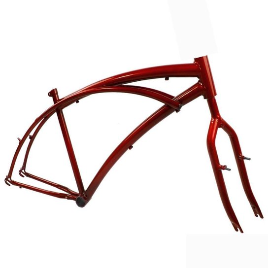 Quadro De Bicicleta Beach Caiçara Praiana Aro 26 + Garfo - Vermelho Menor preço em Quadro De Bicicleta Beach Caiçara Praiana Aro 26 + Garfo - Vermelho