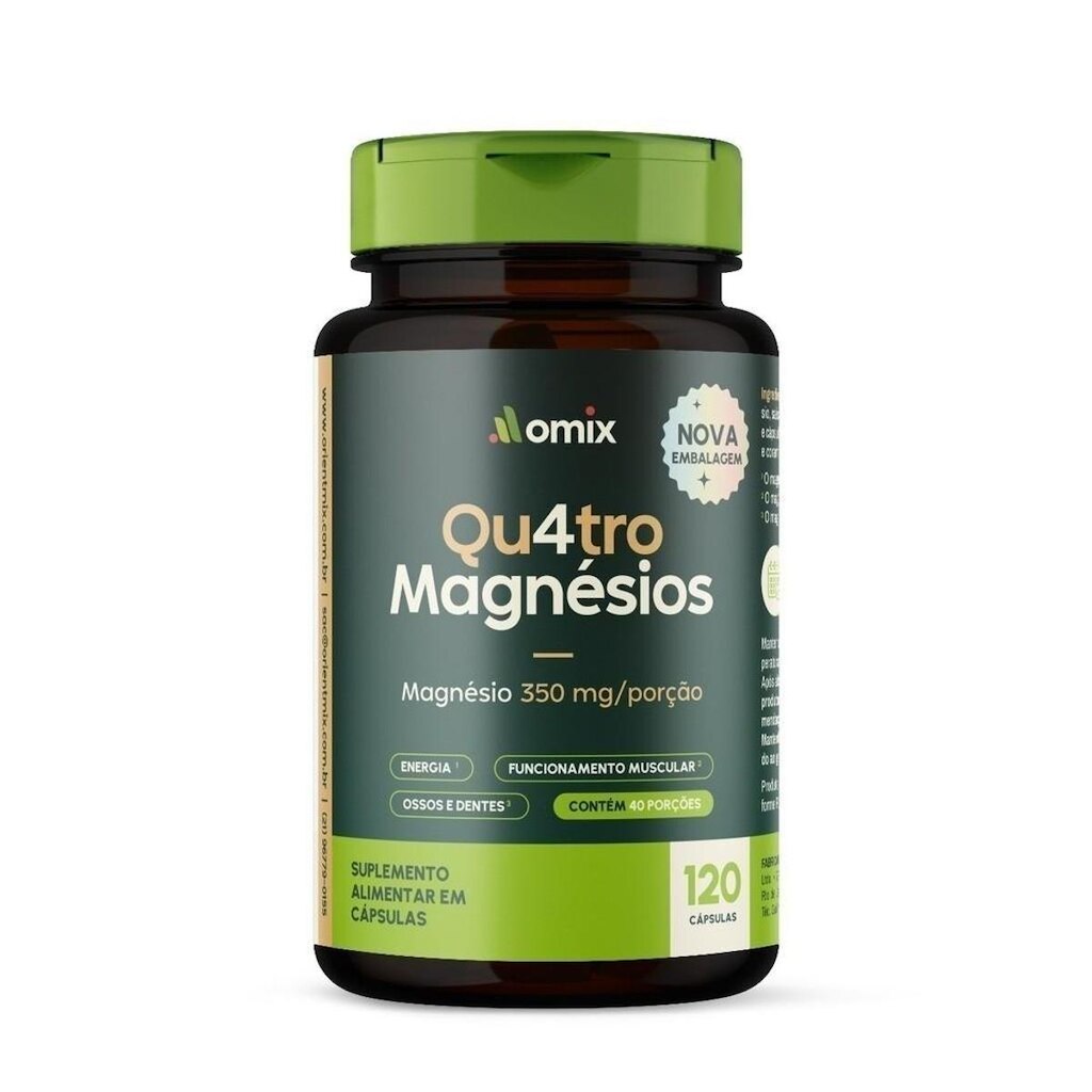 Quatro Magnésios - 120 Cápsulas - Omix