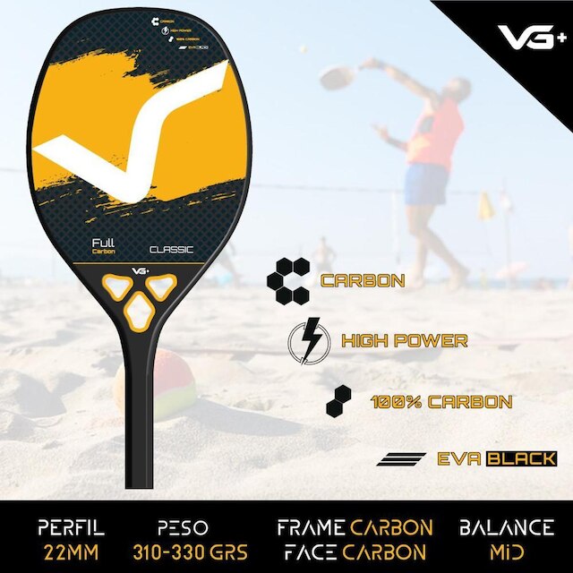 Raquete de Beach Tennis Classic Full Carbon VG Plus