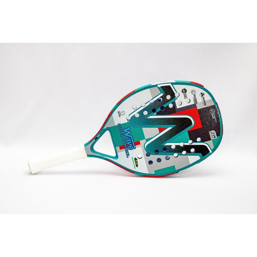 Raquete de Beach Tennis Super Control 12K Cinza e Verde - Wave