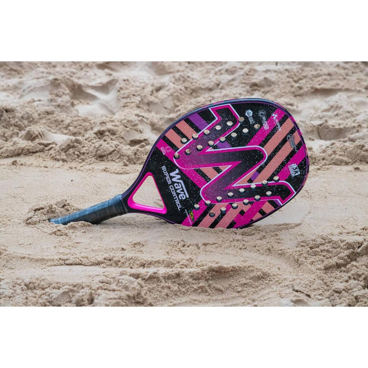 Raquete de Beach Tennis Super Control 3K Rosa e Preto - Wave - Rosa ...