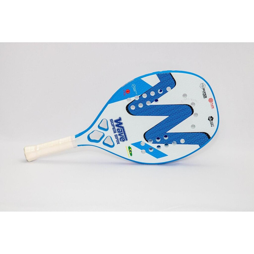 Raquete de Beach Tennis Super Spin Azul e Branco - Wave