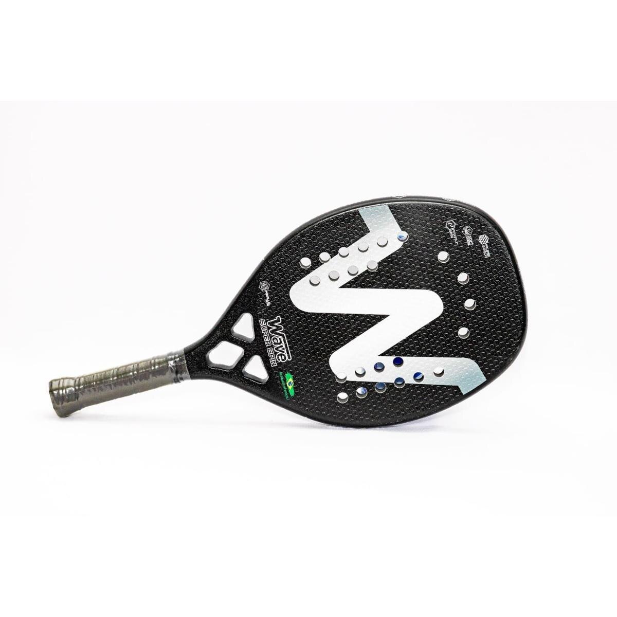Raquete de Beach Tennis Super Spin Cinza e Preto - Wave Menor preço em Raquete de Beach Tennis Super Spin Cinza e Preto - Wave