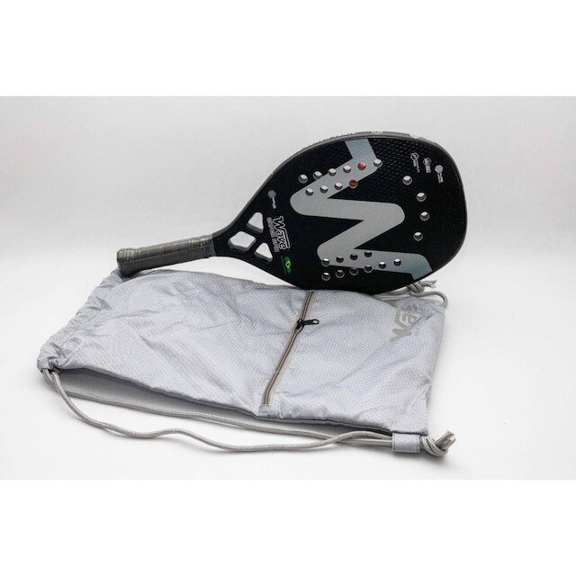 Raquete de Beach Tennis Super Spin Cinza e Preto - Wave