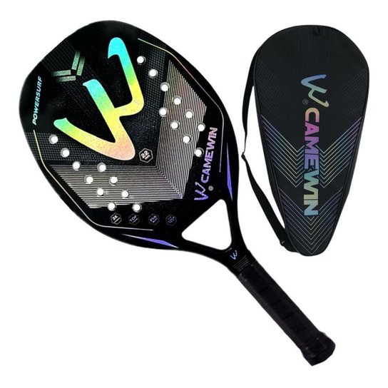 Raquete de Beach Tennis W Camewin 100% Fibra Carbono + Capa - Preto Menor preço em Raquete de Beach Tennis W Camewin 100% Fibra Carbono + Capa - Preto