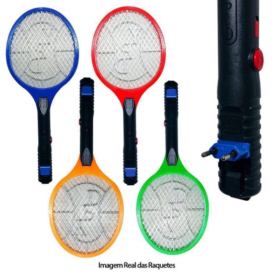 Raquete De Pernilongo Choque Muito Potente Mata Mosquitos Muriçoca Raquete Elétrica Bivolt com Trava | Netshoes