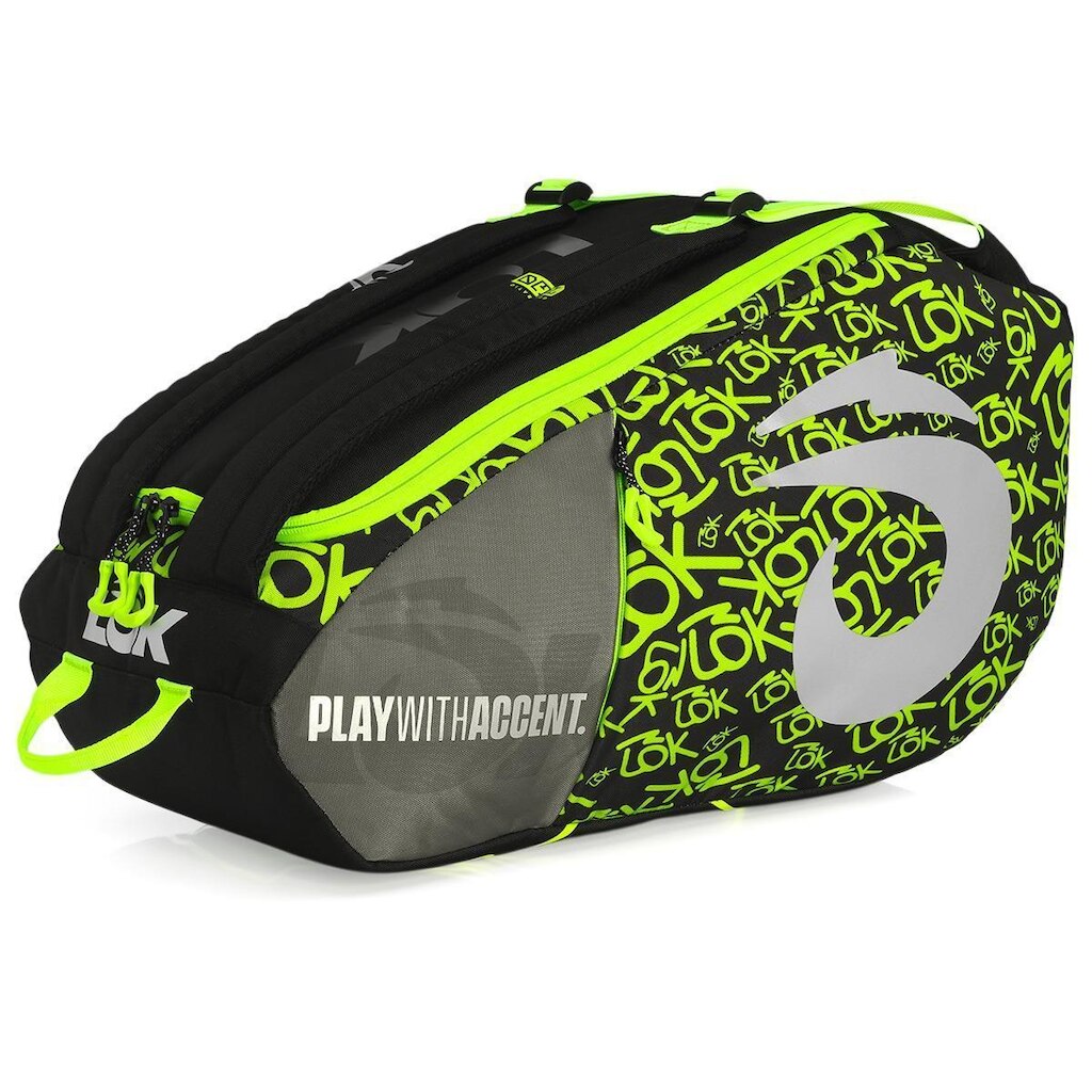 Raqueteira Lok One Gen2 Preto e Verde Limão