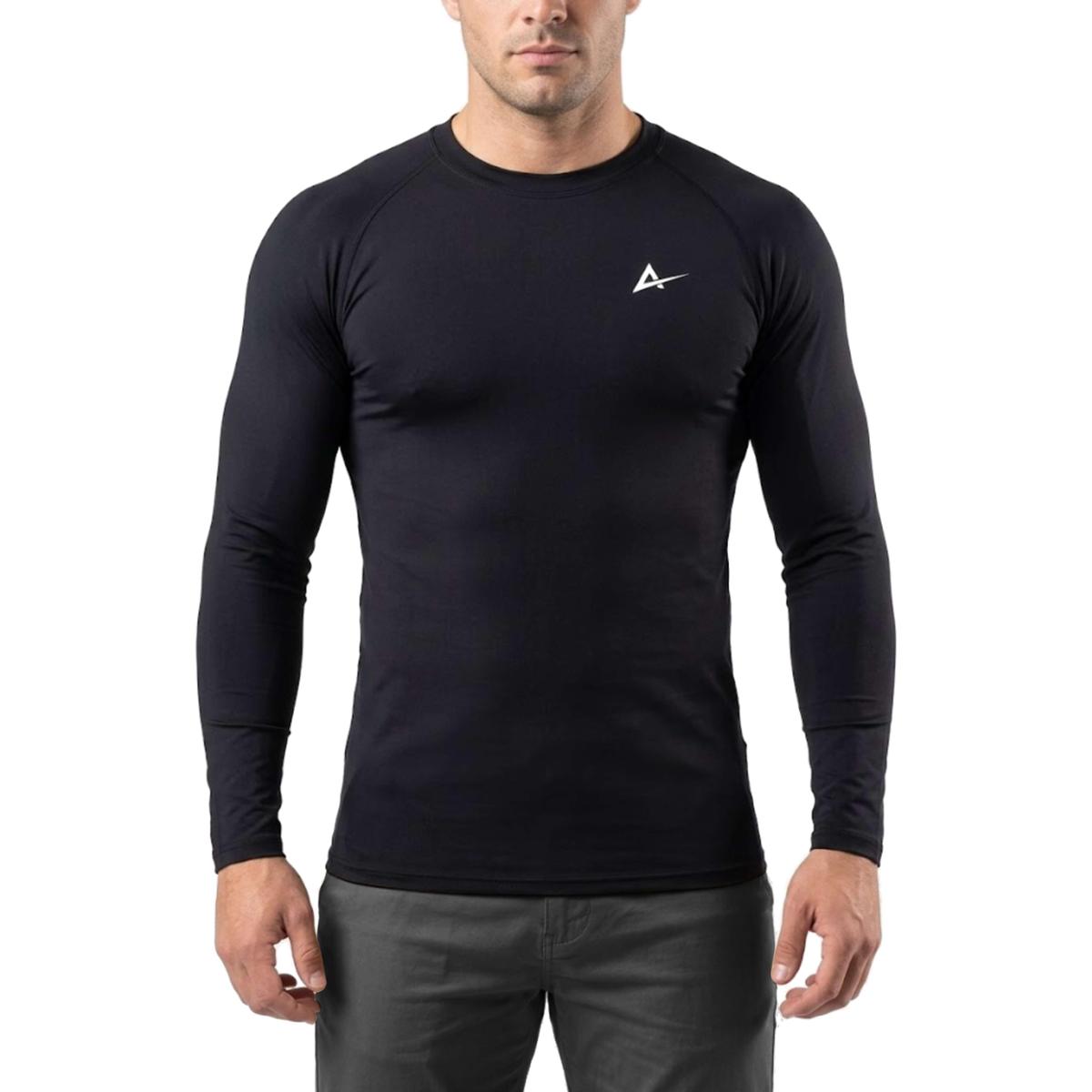 Rash Guard Masculina Compressão No Gi Lisa Preta Manga Longa