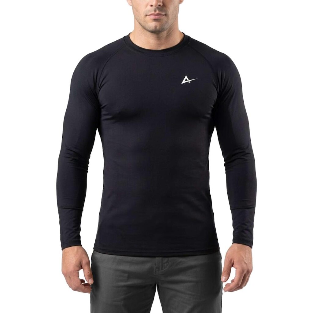 Rash Guard Masculina Compressão No Gi Lisa Preta Manga Longa