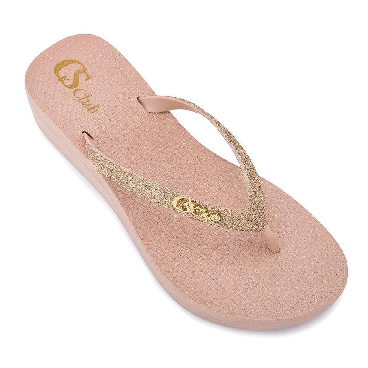 Rasteira Anabela Glitter CS Club Feminina - Rosa | Netshoes