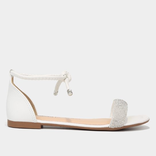 Rasteira Dakota Hotfix E Amarração - Branco Menor preço em Rasteira Dakota Hotfix E Amarração - Branco