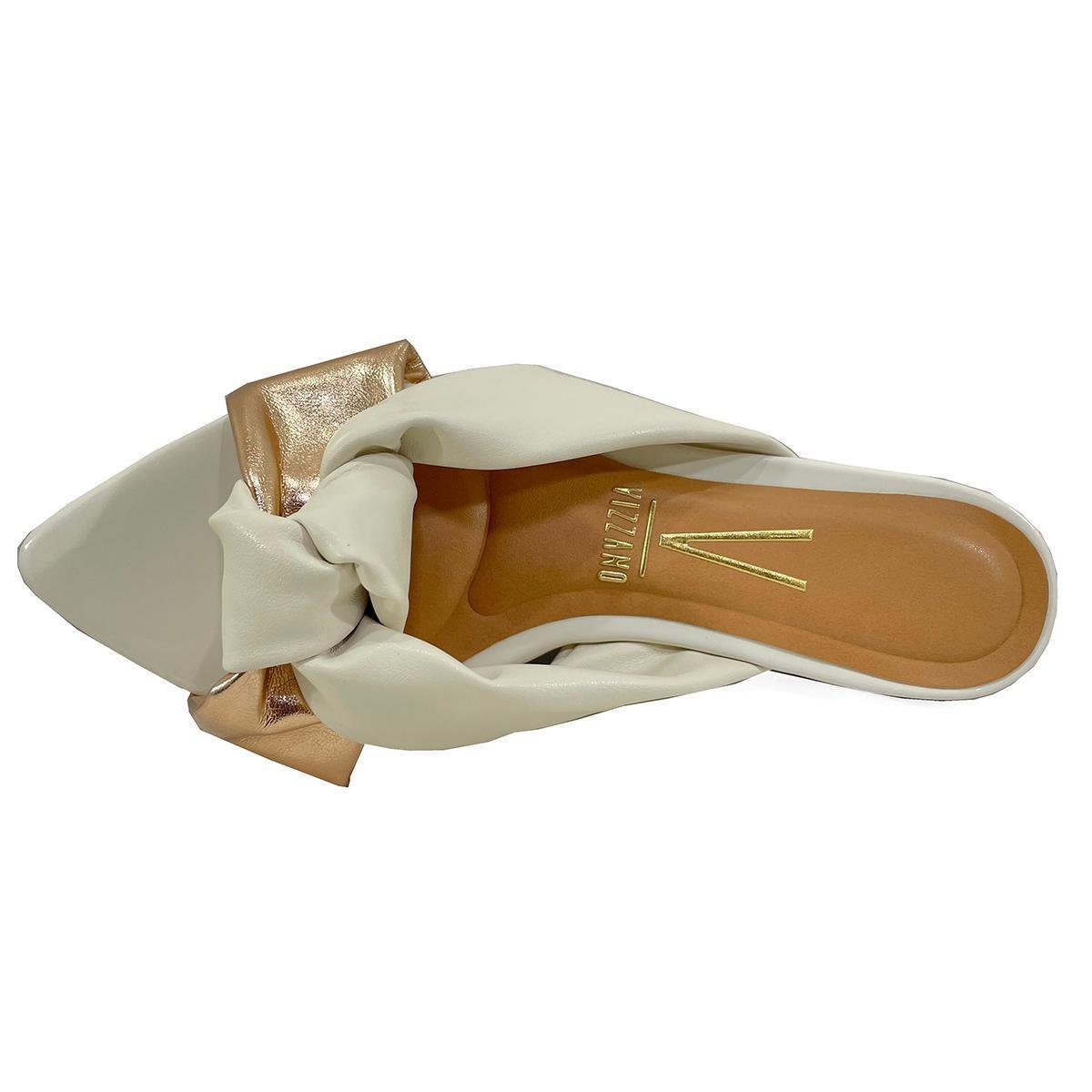 Rasteira Flat Vizzano Tiras Nó Metalizada - Branco e Rose - 40 -  Branco+Rosa | Netshoes