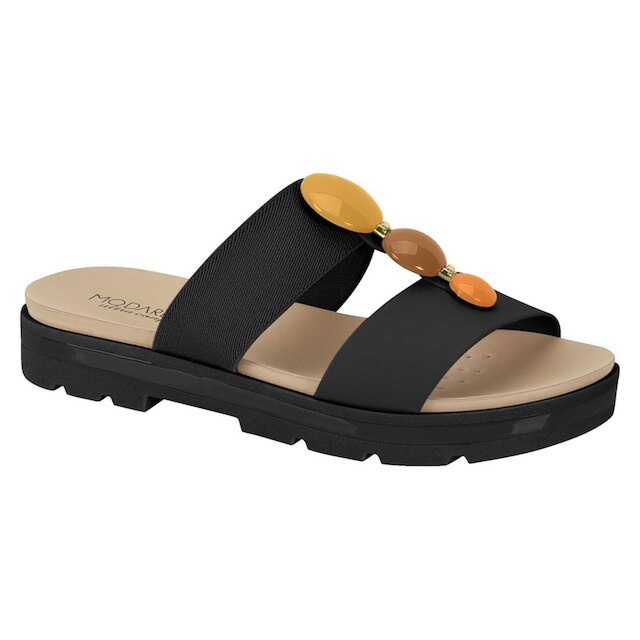 Rasteira Modare Pedraria Feminina - Preto | Netshoes