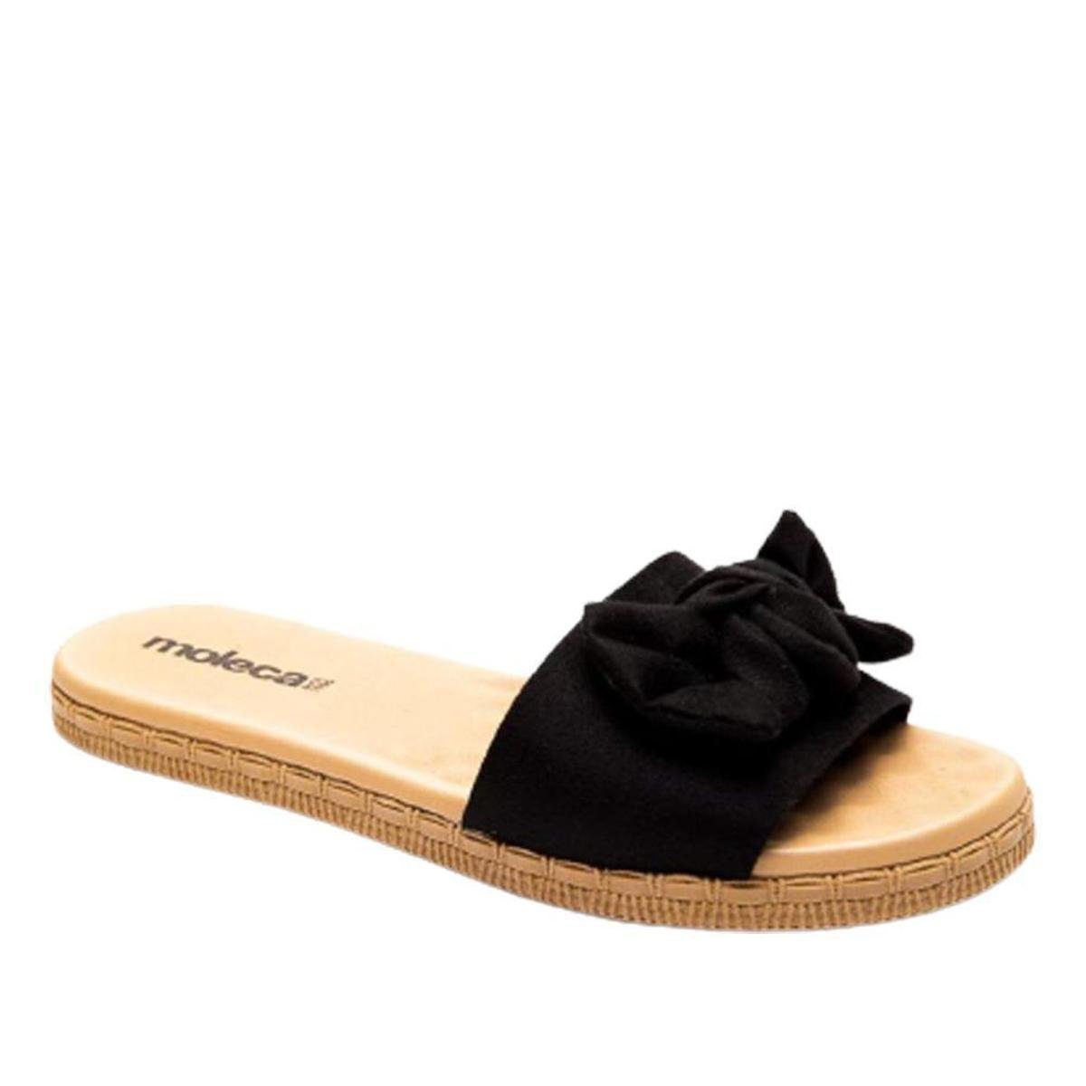 Rasteira Moleca Laço 5458.101 - Preto | Netshoes