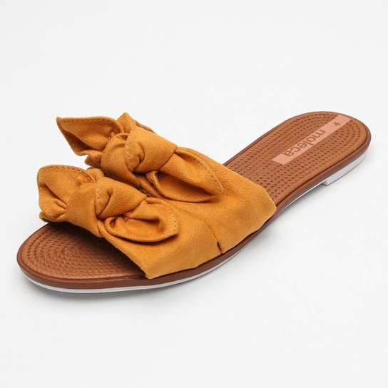 Rasteira Moleca Laços Camurça Feminina - Caramelo - 39 - Mostarda Menor preço em Rasteira Moleca Laços Camurça Feminina - Caramelo - 39 - Mostarda