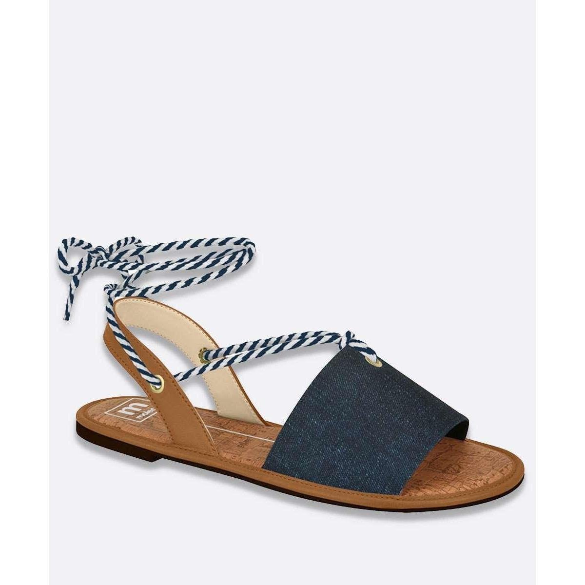 Rasteira Moleca Tiras Amarração Feminina - Azul | Netshoes