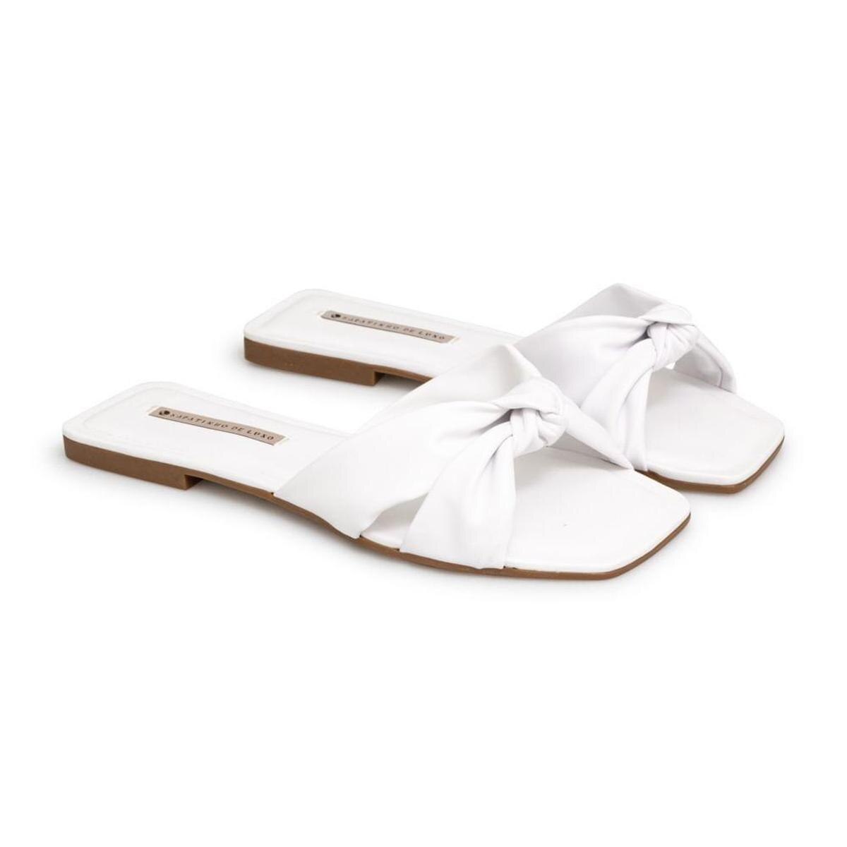 Rasteira Nó Napa Soft Azaléia SAPATINHO DE LUXO - Branco | Netshoes
