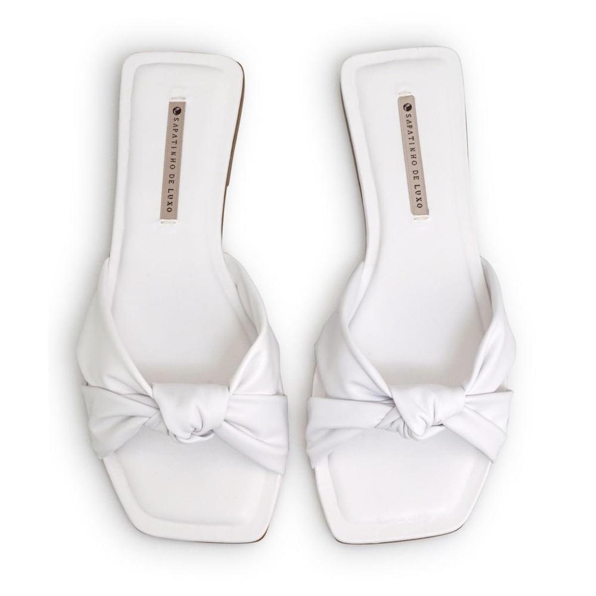 Rasteira Nó Napa Soft Azaléia SAPATINHO DE LUXO - Branco | Netshoes