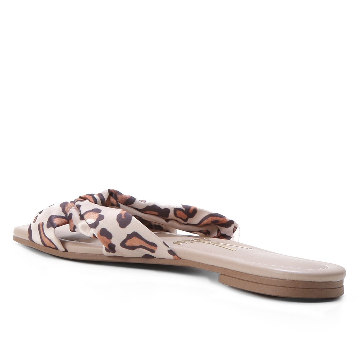 Rasteira Vizzano Animal Print Tiras Dupla Feminina - Bege | Netshoes