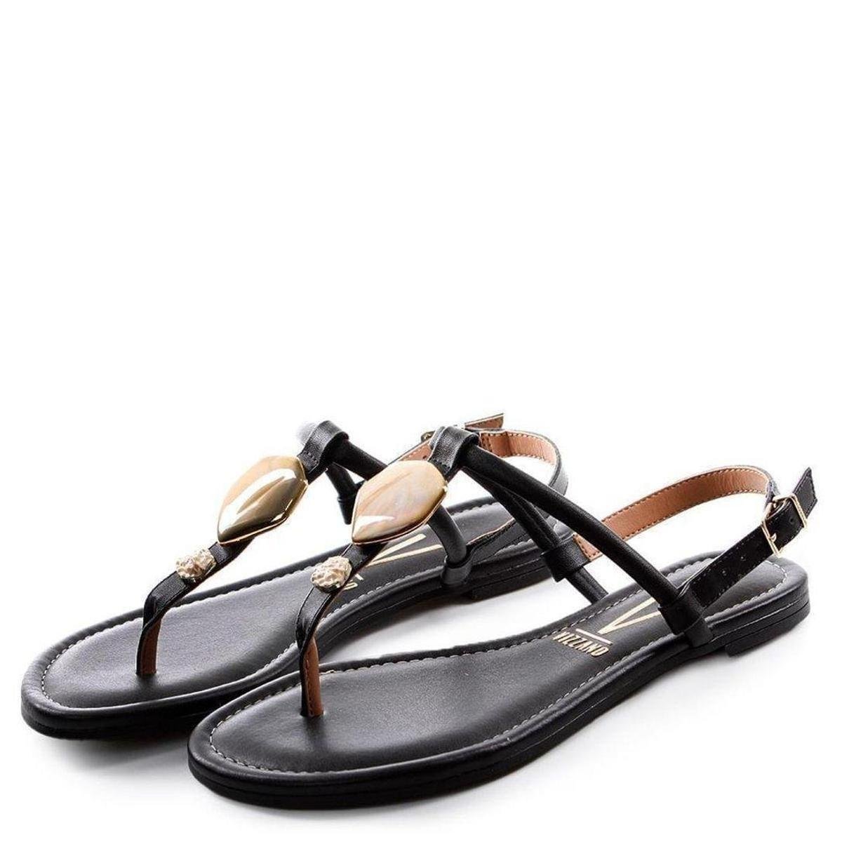 Rasteira Vizzano Pedras Feminina - Preto | Netshoes