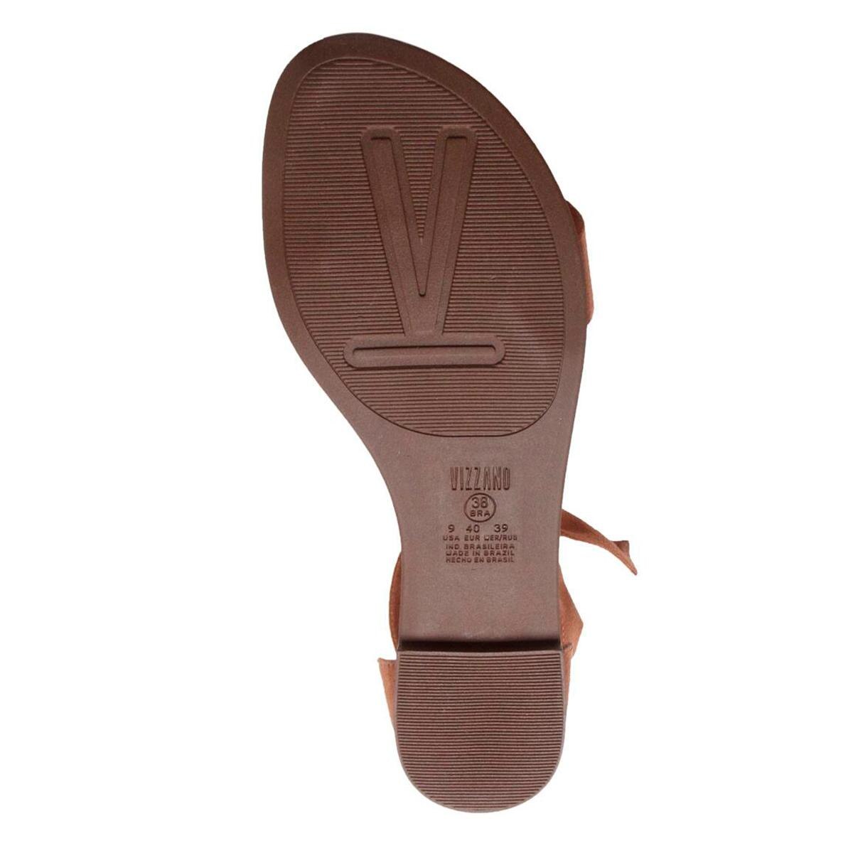Rasteira Vizzano Suede Camurça de Amarrar Feminina - Caramelo | Netshoes