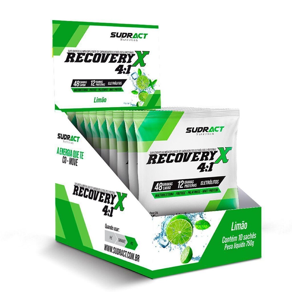 Recovery X 4:1 -  10 sachês de 65g Limão - Sudract Nutrition