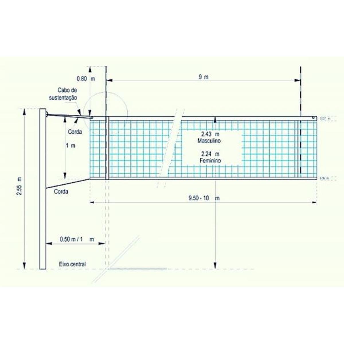 Altura Da Rede De Futvolei Rede Oficial para Volei com 2 Faixas Sintéticas - Preto | Netshoes