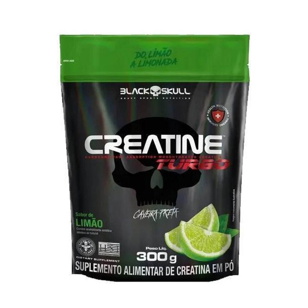 Refil Creatine Turbo 300g Creatina Monohidratada com Maltrodextrina Black Skull