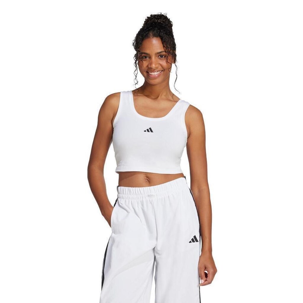 Regata Adidas de Algodão com Logo Pequeno Essentials Lifestyle Feminina