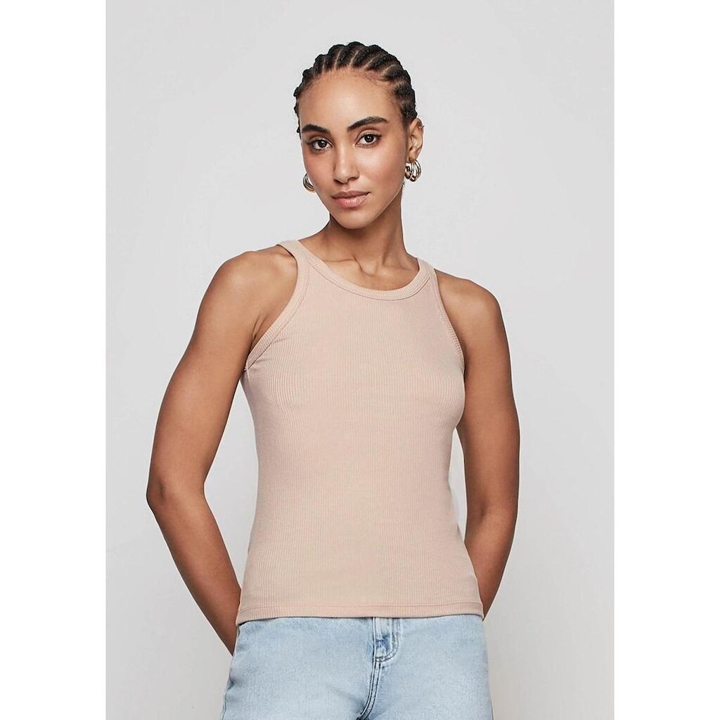 Regata Ajustada Dzarm Canelada Alças Finas Feminina
