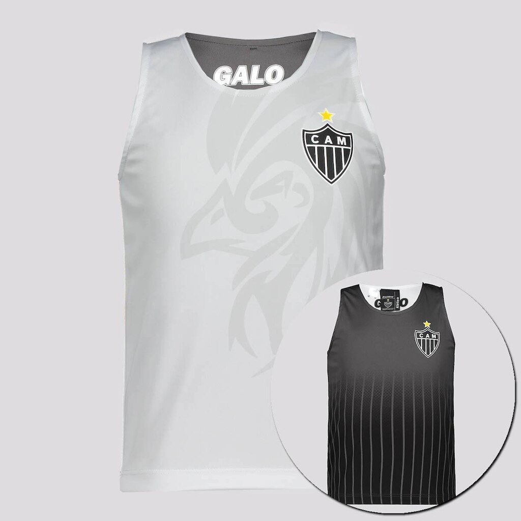 Regata Atlético Mineiro Radical Dupla Face Infantil Branca e Preta