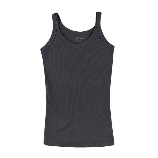 Regata Básica Feminina Modelagem Slim Em Ribana - N1TERVUEN6 - Chumbo Menor preço em Regata Básica Feminina Modelagem Slim Em Ribana - N1TERVUEN6 - Chumbo