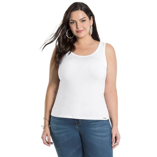 Menor preço em Regata Básica Plus Size Feminina Lunender - ROSA PINK - GG - Branco