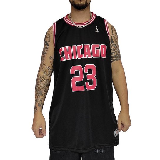 Regata Basquete M10 Plus Size Chicago 23 - Preto Menor preço em Regata Basquete M10 Plus Size Chicago 23 - Preto