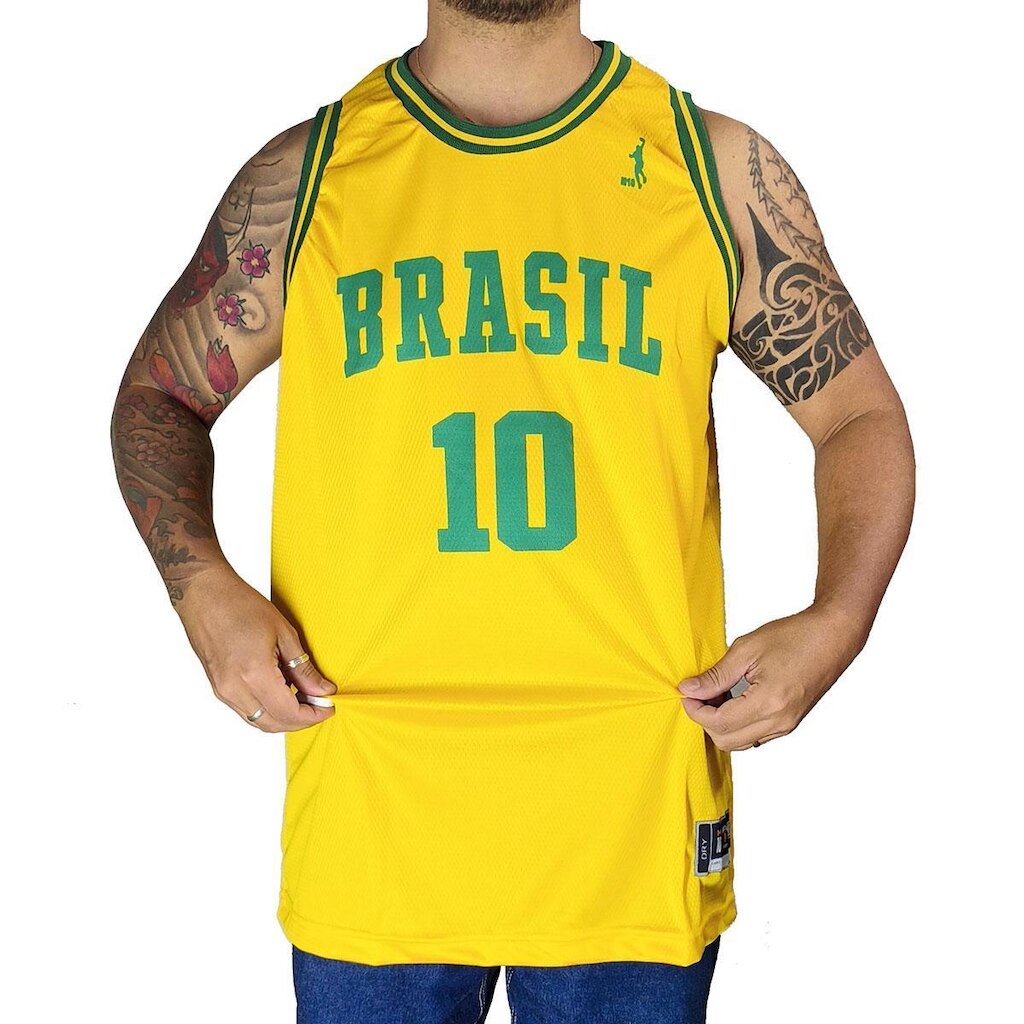 Regata Basquete Plus Size M10 Brasil 10 Hex-Dry Amarelo