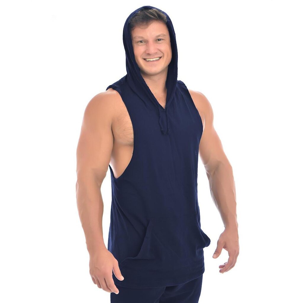Regata Blusão Capuz War Masculino - M - Azul Marinho