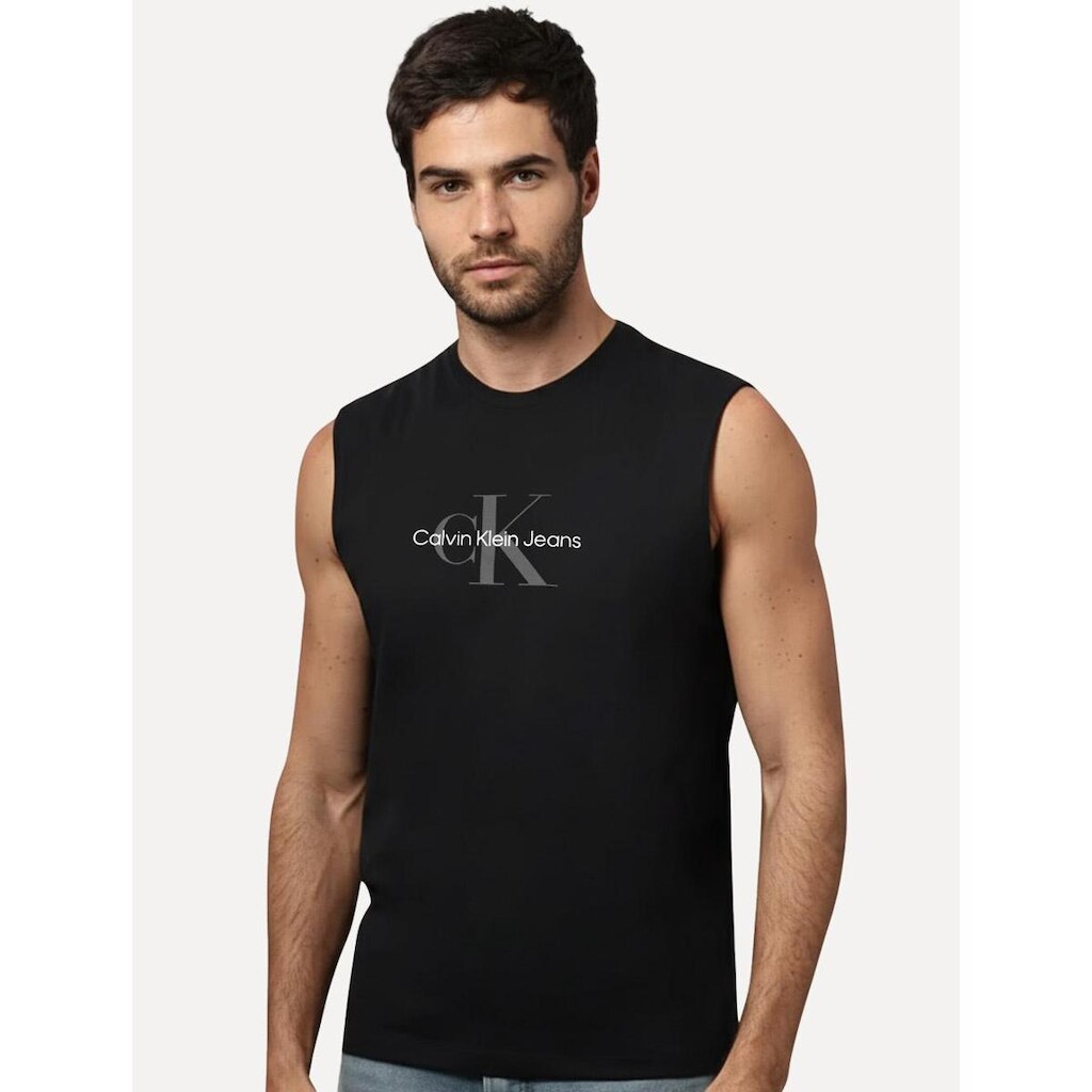 Regata Calvin Klein Jeans Masculina New Re Issue Logo Preta